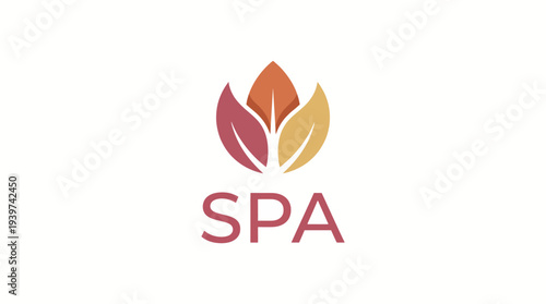 This image features an elegant spa logo, designed with stylized leaves and petals in warm colors, reflecting relaxation, tranquility, and the essence of rejuvenating wellness experiences.