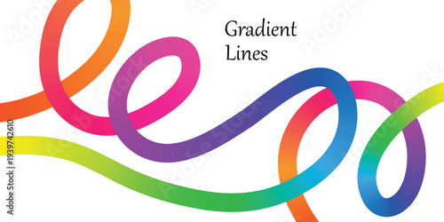 Colorful love heart ribbon loop vector illustration flat design