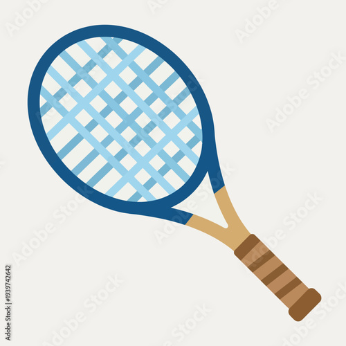 This image showcases a clean and modern tennis racket design, highlighting the essential elements for representing the sport and its dynamic nature in visual art.