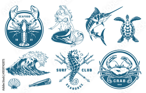 Nautical designs with sea life