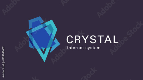 The logo design for 'Crystal Internet System' features a modern abstract representation with geometric shapes, symbolizing digital connectivity and innovation in technology.