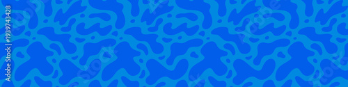 Abstract Water Shape Seamless Pattern. Water Ripple Vector Blue Background. Splash Liquid Sea Waves Texture.