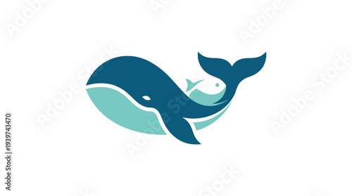 A sleek and modern whale illustration representing marine life and conservation efforts, ideal for promoting environmental awareness and marine protection initiatives in a vibrant style.