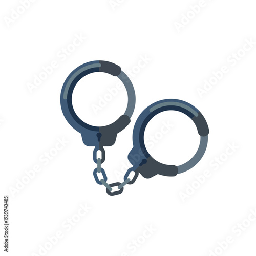 This minimalistic image presents a pair of stylized handcuffs, symbolizing law enforcement and justice with a sleek design that captures attention effectively.