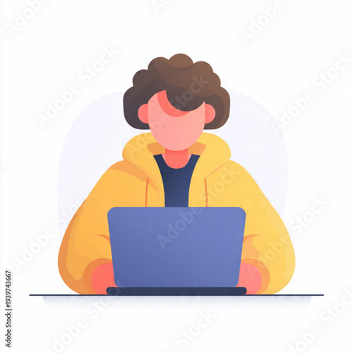 Web Designer Creating Website Interface on Laptop Vector Illustration
