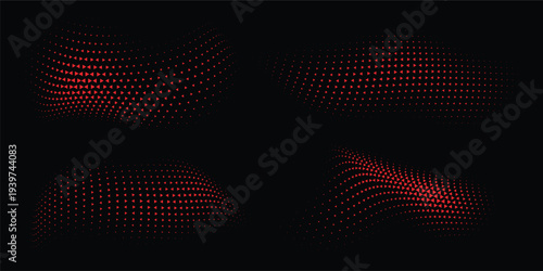 Red Triangle Halftone Wave Abstract Background Vector for Technology Branding, Gaming Graphics, Cyber Security Interfaces, Digital Data Visualizations and Futuristic UI Motion Design
