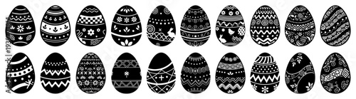 Collection of decorative easter eggs with various patterns and ornaments