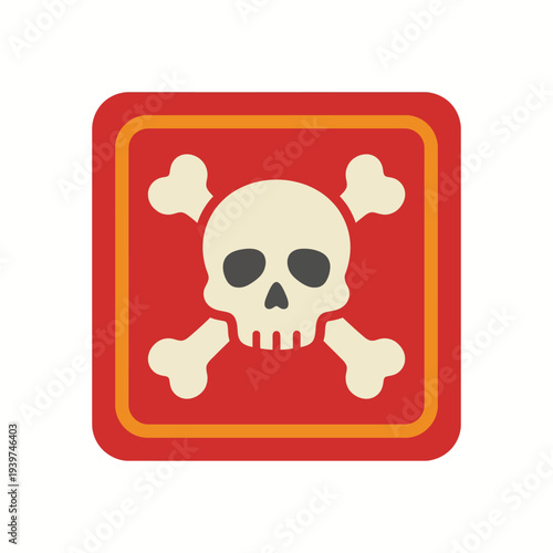 This vibrant image illustrates a skull and crossbones symbol, often associated with toxicity and danger, set against a bold red background for impactful visual communication.