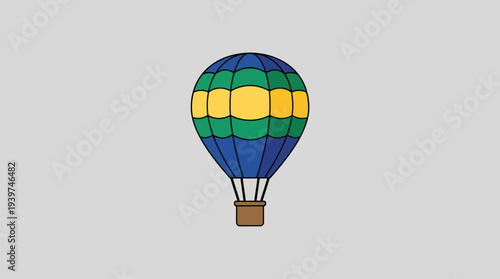 The image captures a vibrant hot air balloon floating gently against a subtle sky, evoking feelings of adventure, joy, and exploration.