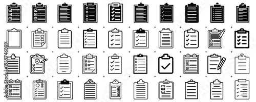 set of clipboard icons outline
