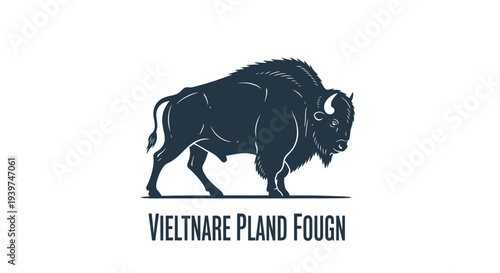 Bison Walking Side View Illustration.