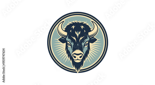 Bull head with horns logo.