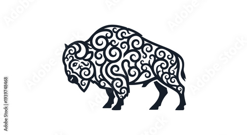 Black and white bison design art.