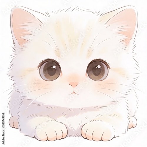 illustration of a white kitten on white background