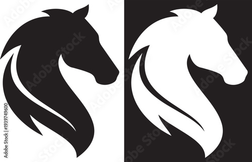 Chess Knight Abstract: A stylized, monochrome illustration of a chess knight, showcasing a play of light and shadow, and embodying strategy and competition.