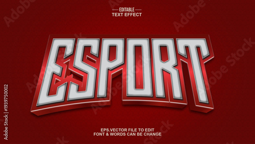 Esport Red and Silver 3D Editable Text Effect
