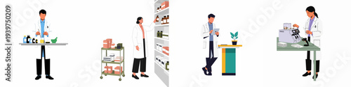 Pharmacists and Chemists at Work: Preparing Medicine, Managing Inventory, Researching, and Dispensing Pills in a Modern Healthcare Setting