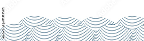 Sea wave line pattern. Blue wavy water abstract background, japanese ocean tide texture