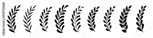 Laurel wreath icon, award symbol with leaf and branch in a circle