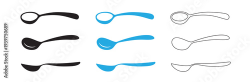 Spoon with coffee icon, teaspoon with liquid dripping cream or yogurt