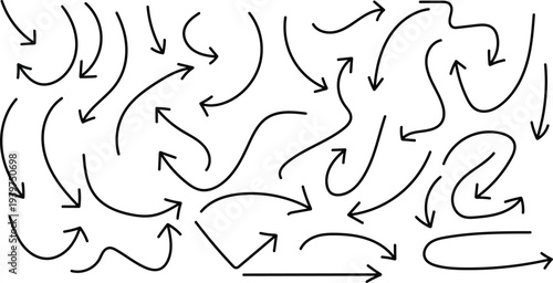 Collection of diverse arrows on white background for directional indication