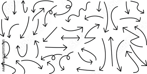 Collection of diverse arrows on white background for directional indication