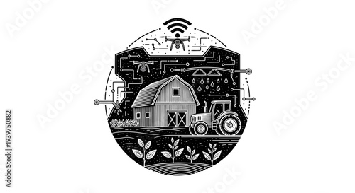 Tractor in front of a barn.