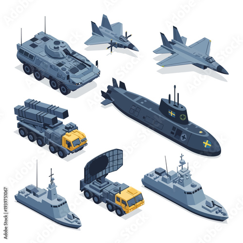 Military Vehicles and Equipment Set.