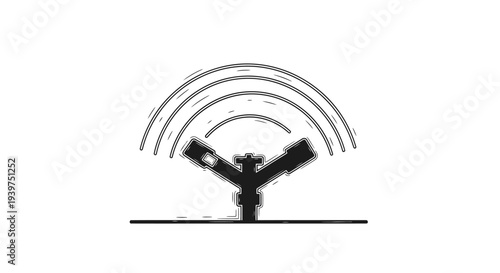 Black and white satellite dish antenna.