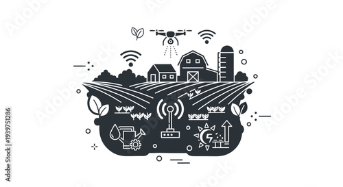 Smart Farm Technology Agriculture Concept.