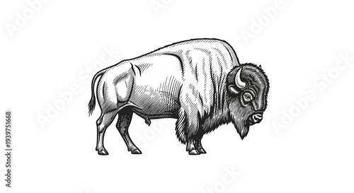 Bison standing profile view animal.