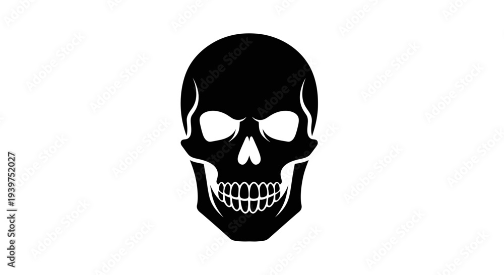 Fototapeta premium Black skull icon, white background