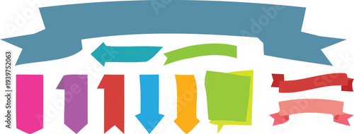 Colorful arrow icons and banner graphic