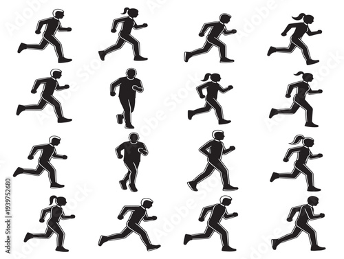 Dynamic running animation sequence in monochrome style
