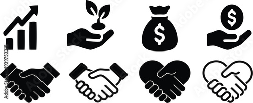 Financial growth and partnership icons