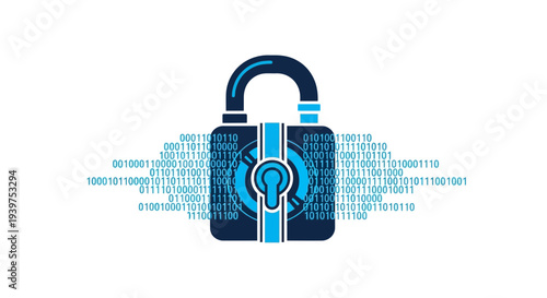 cyber security padlock with binary code