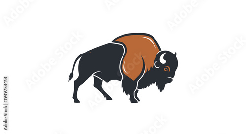 Bison in profile view standing strong.