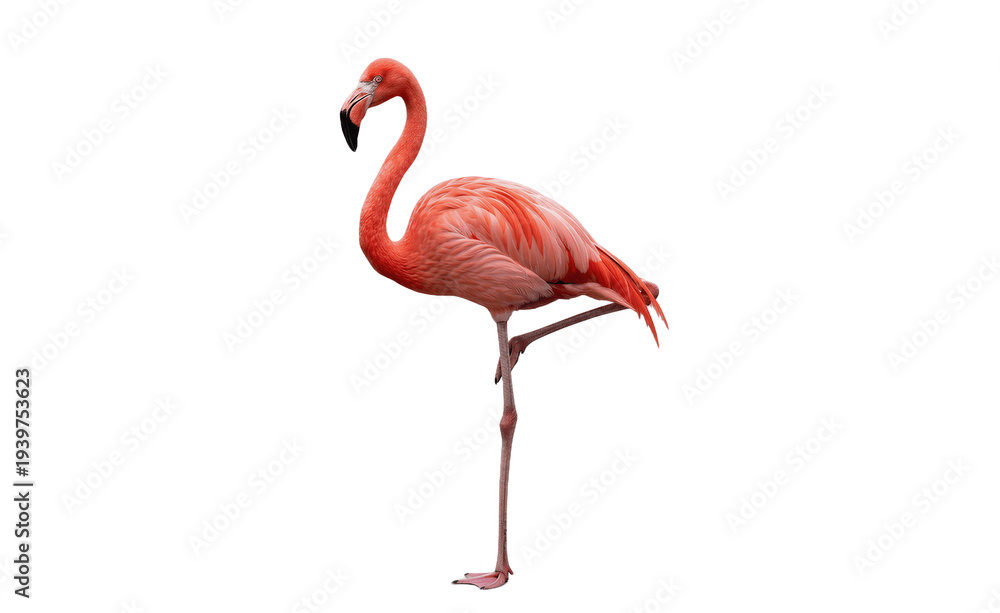 Naklejka premium pink flamingo on white background
