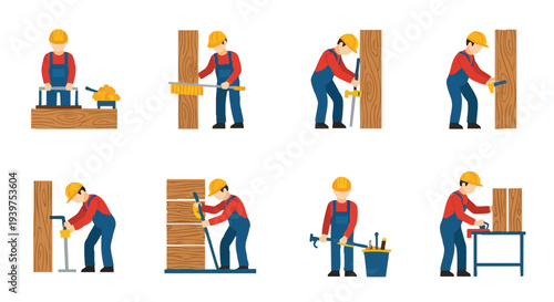 Construction worker building wall with tools.