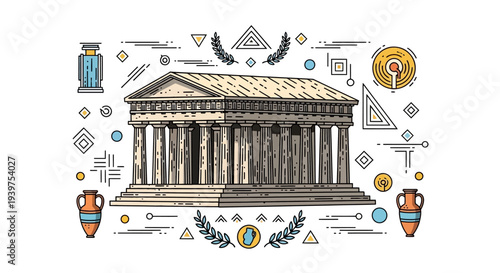 Ancient Greek Temple Architecture Design.
