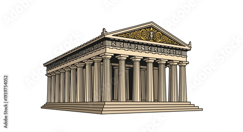 Detailed illustration of ancient building.