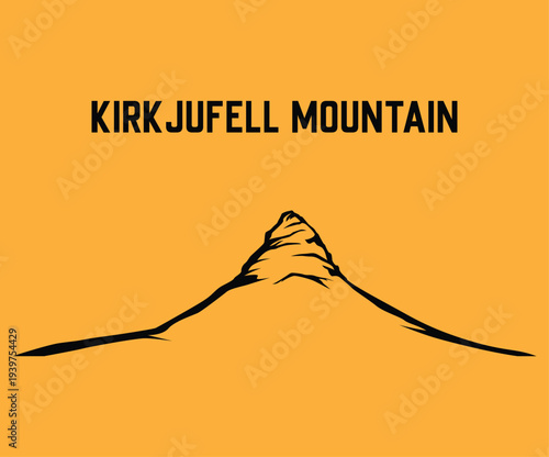 kirkjufell mountain vector illustration