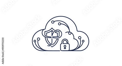 Cloud Security Shield Lock Icon.