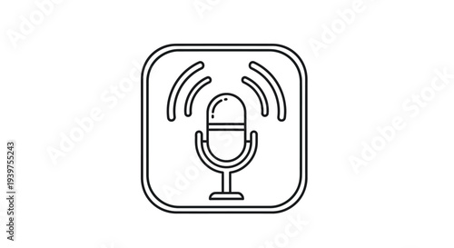 Microphone icon with sound waves technology.