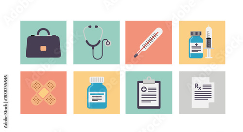 Medical Icons Representing Healthcare Services.