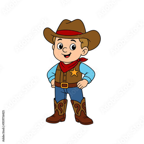 Illustration of a cowboy in cartoon style