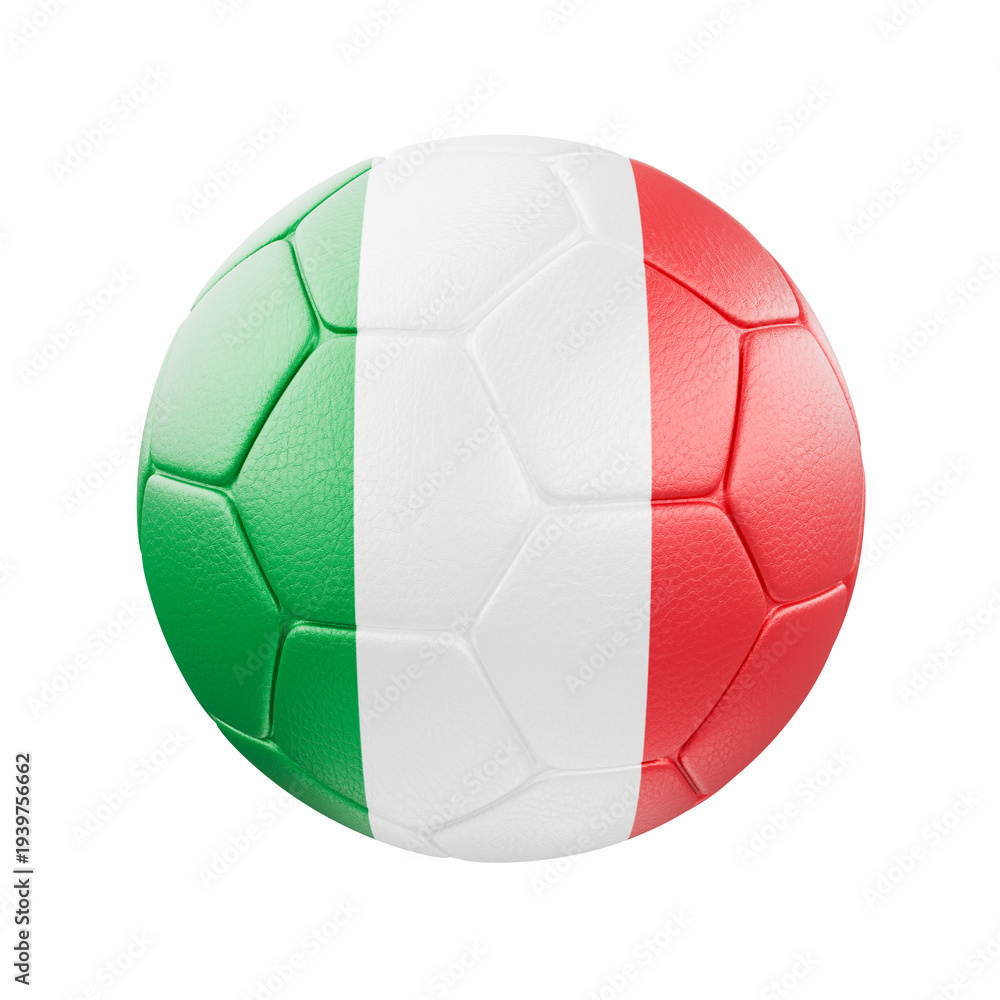 Fototapeta premium Italy Flag Soccer Ball – Football 3D Render Isolated