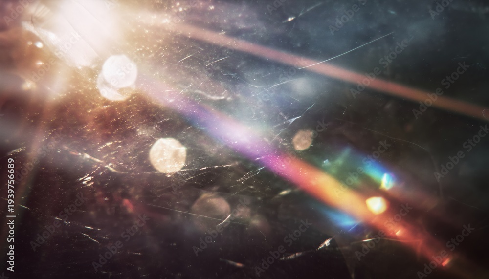 Obraz premium Vintage Film Aesthetic: Light Leaks, Scratches, Noise, Iridescent Light, Lens Flare, Bokeh, Dust, Grain, Retro Movie, Photo Burn Effect.