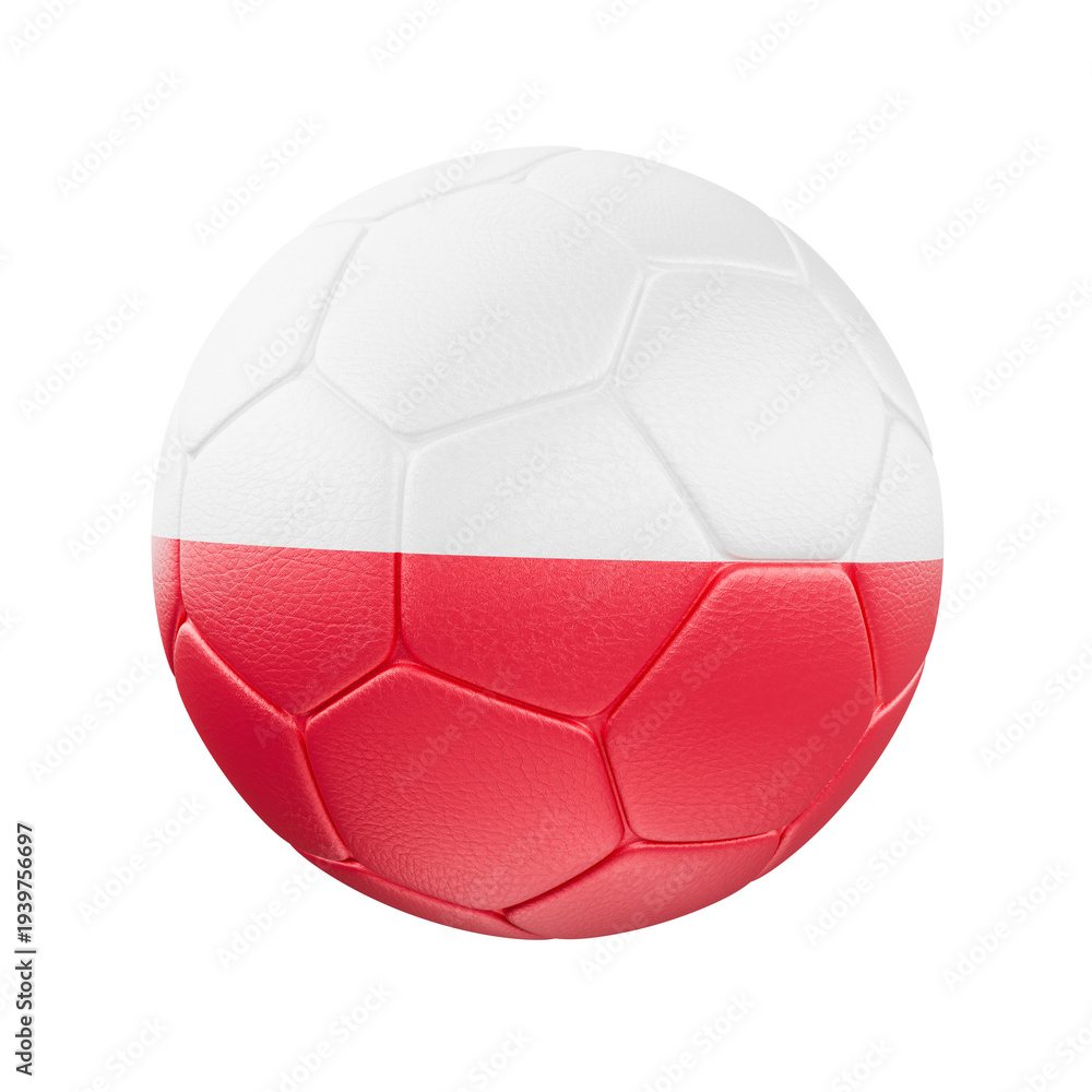 Obraz premium Poland Flag Soccer Ball – Football 3D Render Isolated