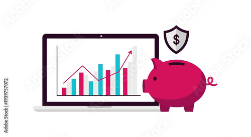 Saving money online with finance graph